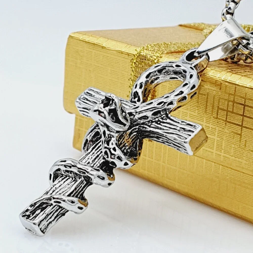 😍Gothic Snake Wrapped Cross Necklace for Men, BL55590026
